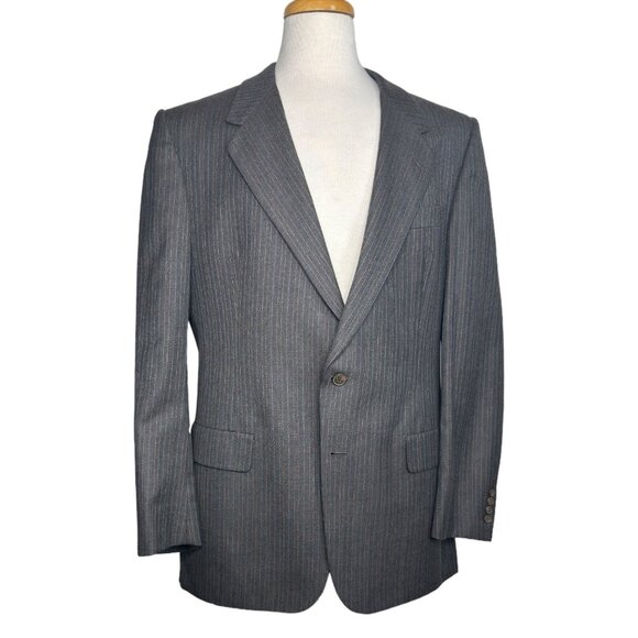Christian Dior Vintage Wool Men's Single Breast Blazer Brown Striped 46R - Picture 1 of 10